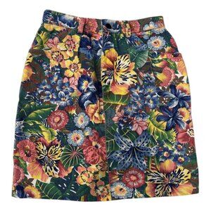 Vintage 90s Denim Jean Skirt Womens Size XS Floral Cottagecore Cottage Boho
